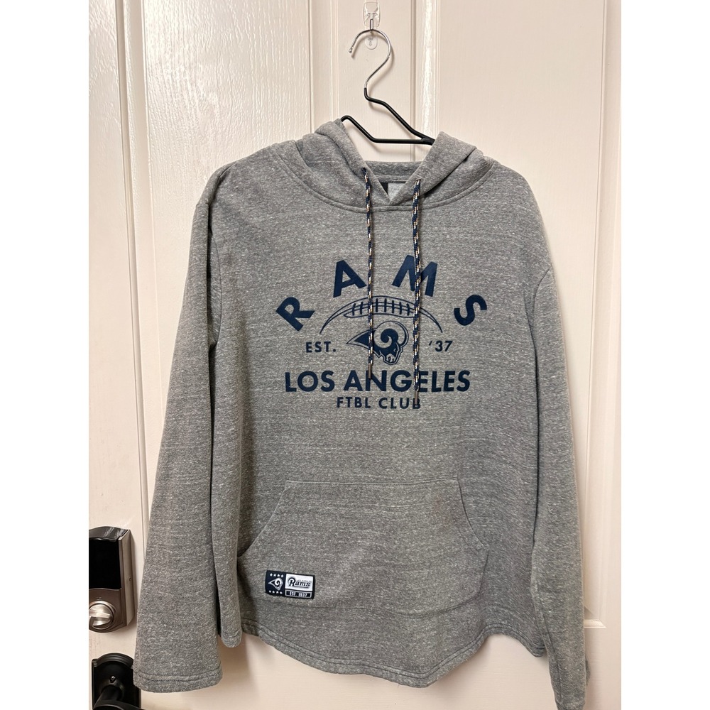 NFL Team Apparel Los Angeles‎ Rams Heather Gray Graphic Pullover Hoodie Mens L